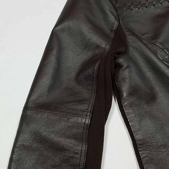 Nygard Collection Jacket Women's Size Medium Brown Leather Knit Full Front Zip - Picture 6 of 6